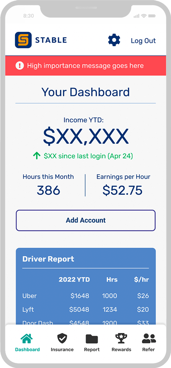 Stable Insurance app design