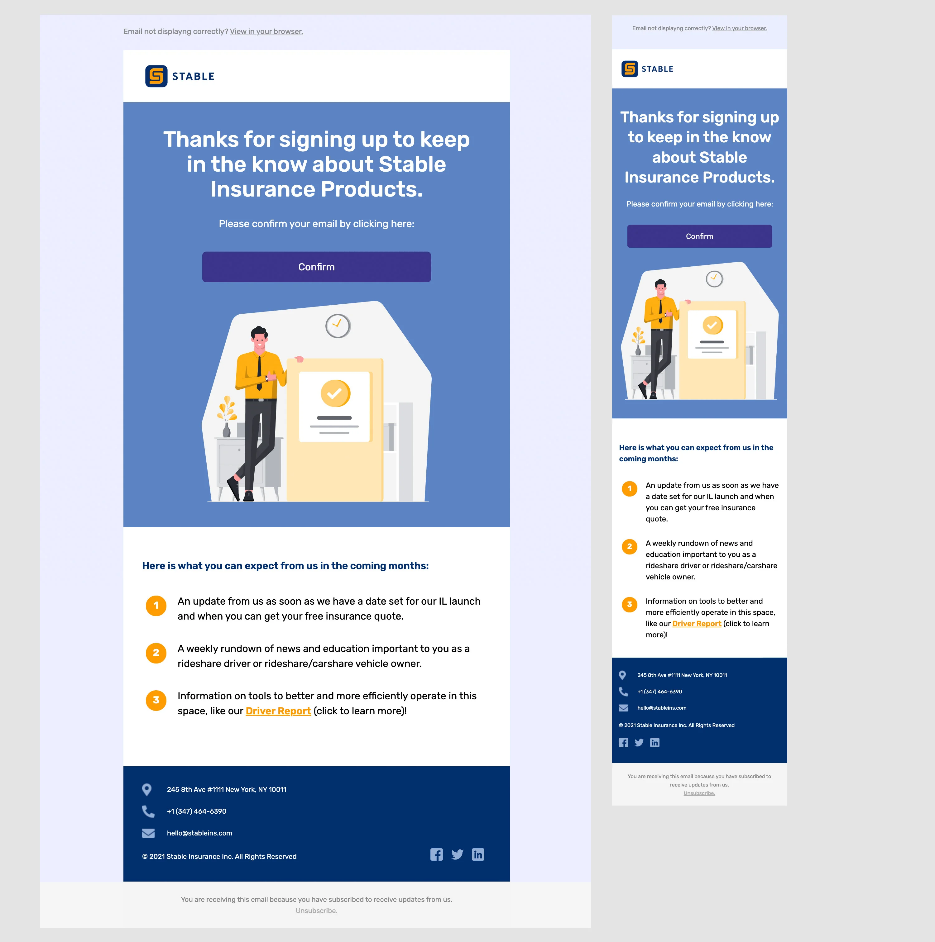 Stable insurance email design and build